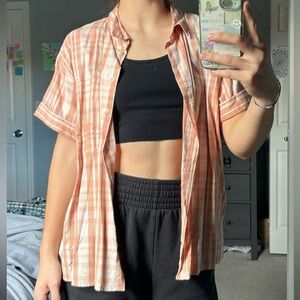 Pink checkered button down